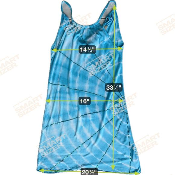 Tie Dye Summer Dress Womens S Teal White Sequins Tie Back Boho Colorful Festival - Picture 4 of 14